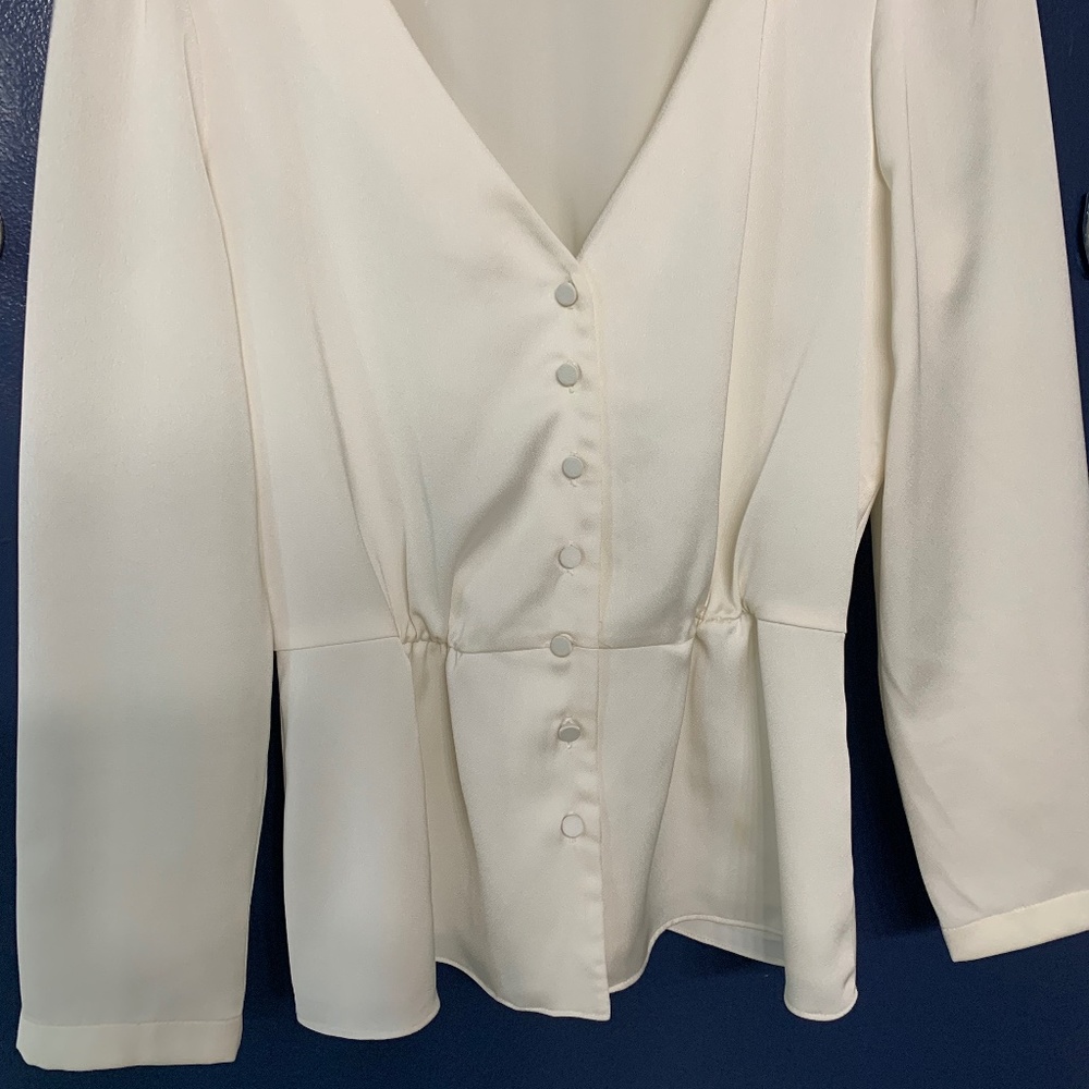Cream J Crew Silk Blouse